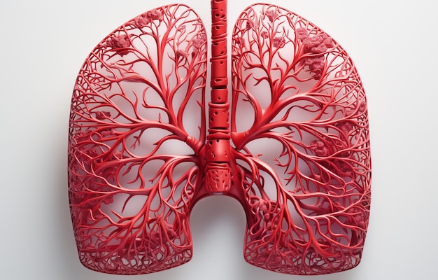 Cross section of the human respiratory system Against a white backdrop a clipping path