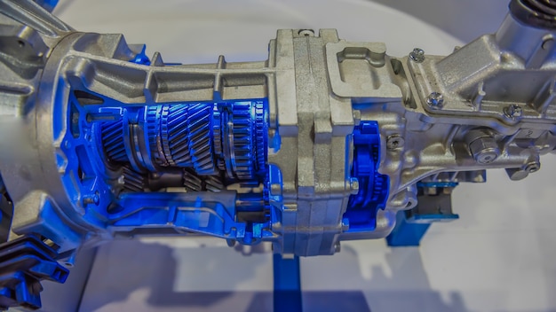 A cross section of manual transmission gear box.