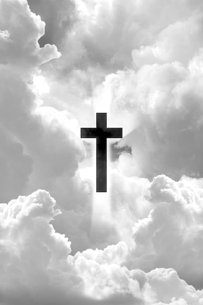 cross sign surrounded by clouds