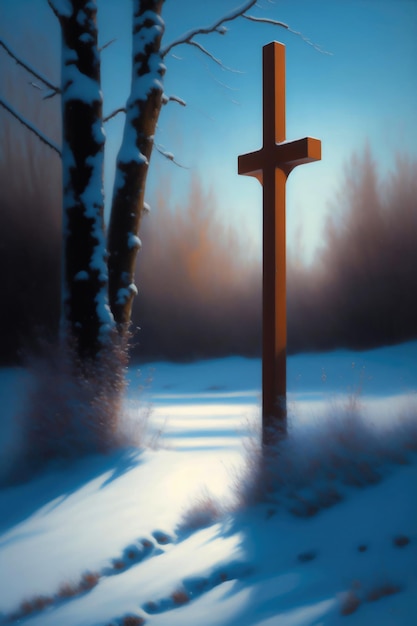 A cross in the snow