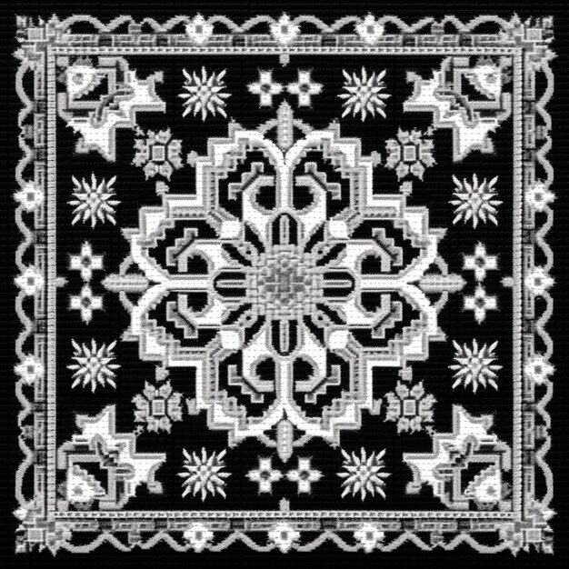 a cross stitch pattern of a square with a flower design generative ai