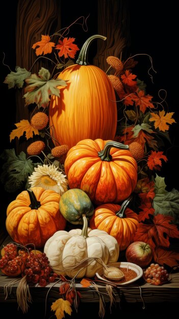 a cross stitch pattern with pumpkins and leaves 97