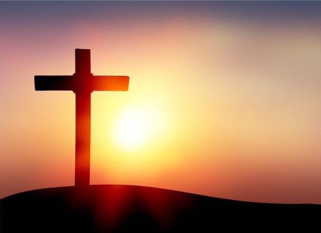 Cross on sunset light