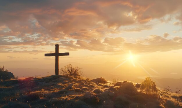 cross in the sunset