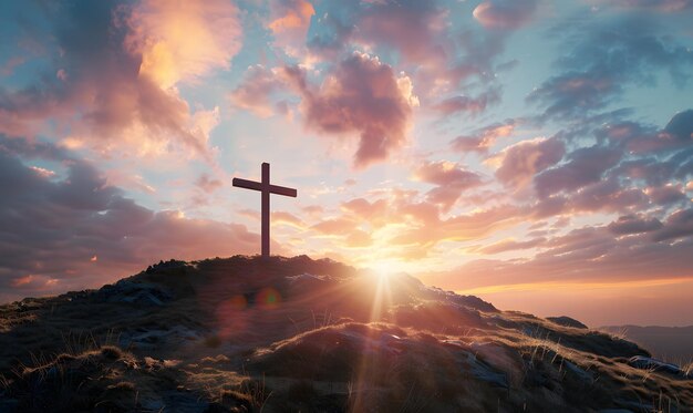 cross in the sunset