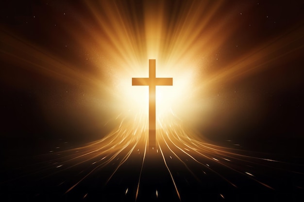 крест с лучами света, исходящими от него