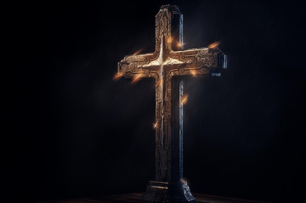 A cross with the word fire on it