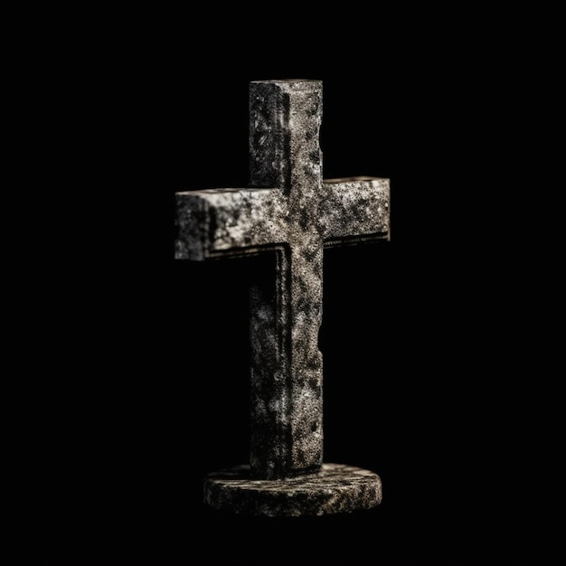 Photo a cross with the word jesus on it with dark background