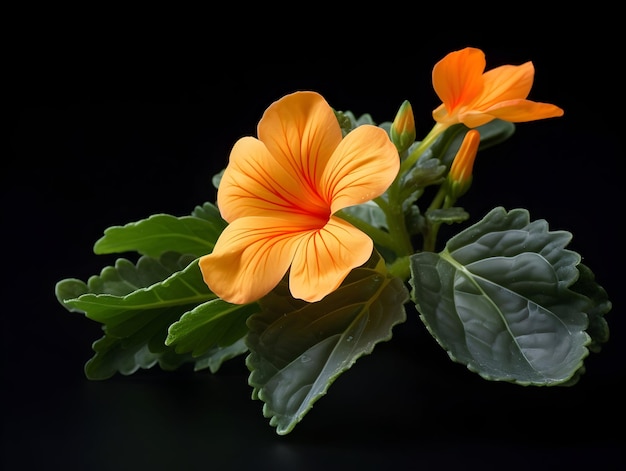 crossandra flower in studio background single crossandra flower Beautiful flower ai generated