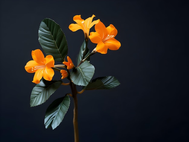 crossandra flower in studio background single crossandra flower Beautiful flower ai generated