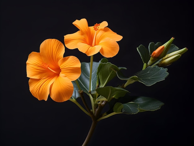 crossandra flower in studio background single crossandra flower Beautiful flower ai generated