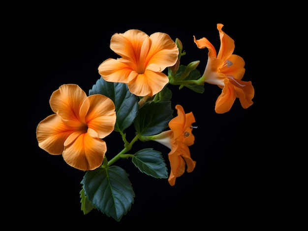 crossandra flower in studio background single crossandra flower Beautiful flower ai generated