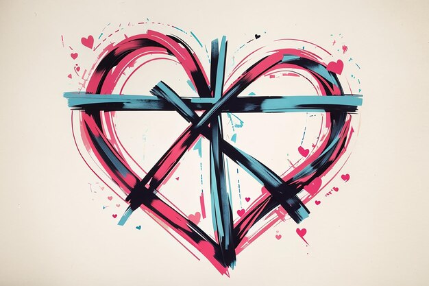 Photo crossed heart handwritten symbol