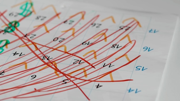 Costruzione del calendario barrata di piani distrutti frustrazione della pianificazione dell'anno negativo