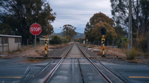 Photo a crossing with a red stop sign