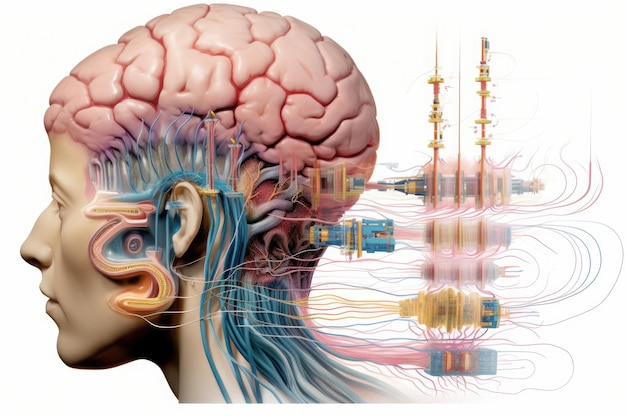 Foto diagramma a sezione trasversale della tecnica di neuromodulazione