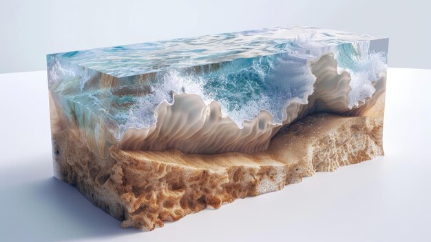 Photo crosssection of ocean waves crashing onto sandy beach