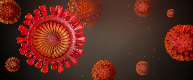 Crosssection of SarsCoV2 coronavirus which triggers the lung disease Covid19 copyspace for your individual text 3D Rendering