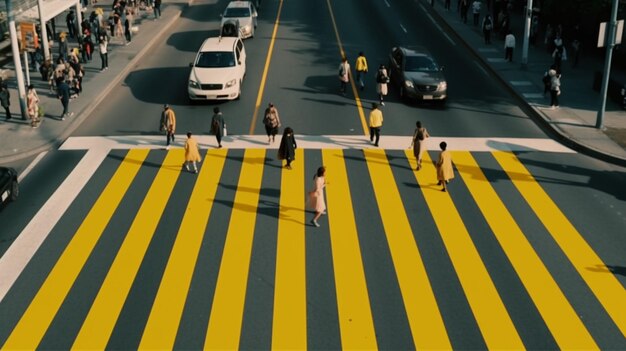 Crosswalk on the road for safety when people walkinggenerative ai