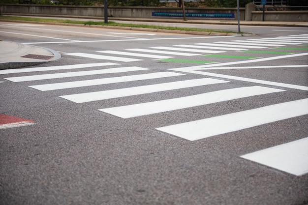 Photo a crosswalk with a green arrow on the road