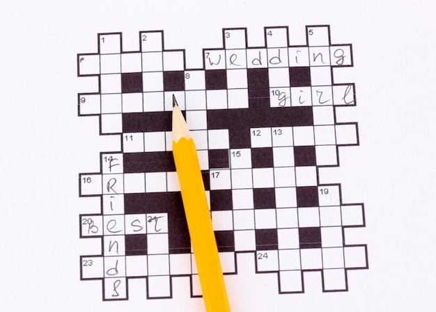 Crossword puzzle closeup