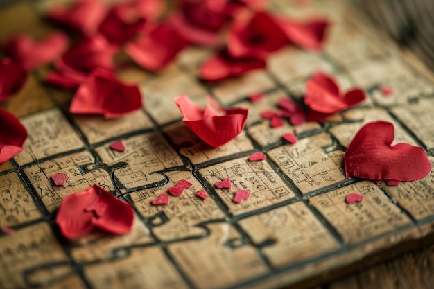 Photo a crossword puzzle with clues related to love and romance