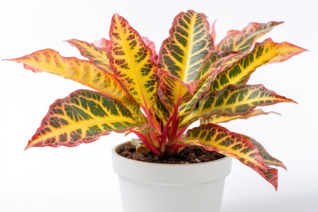 Croton Codiaeum Variegatum In Een Witte Pot Op Een Witte Achtergrond Generatieve AI