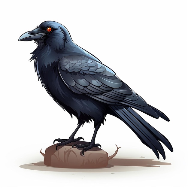 Crow 2d cartoon vector illustration on white background hi