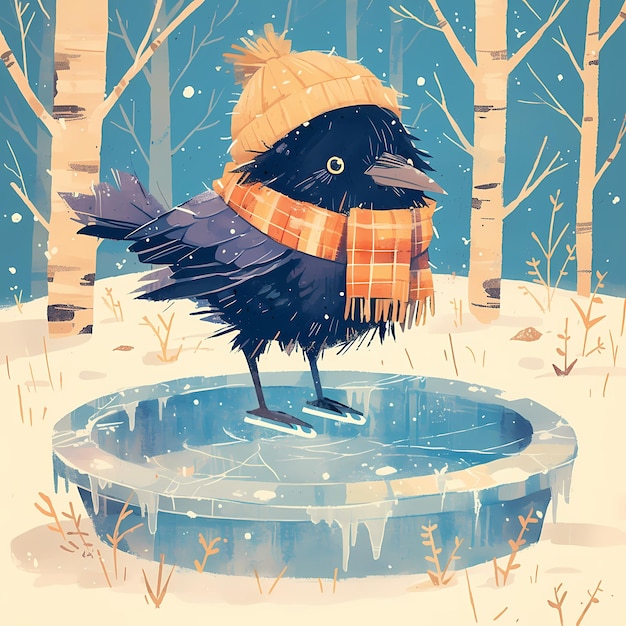 Crow Ice Skating Adventure