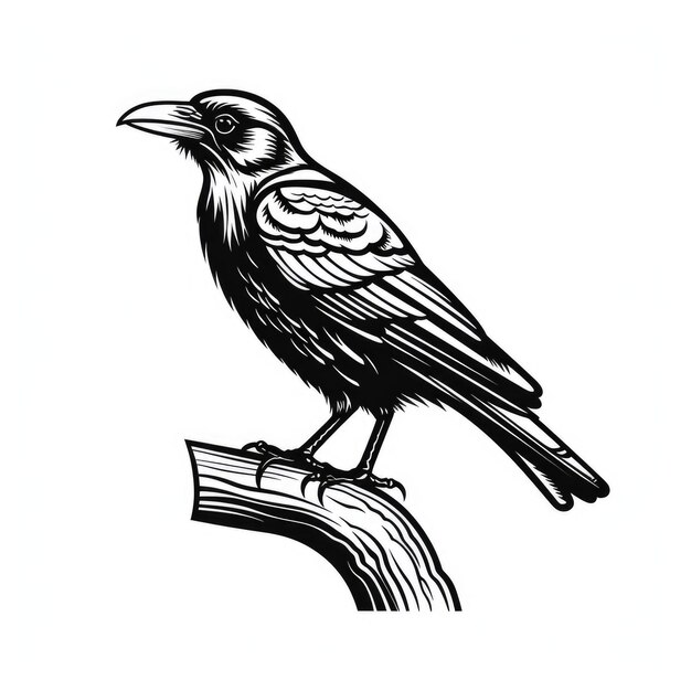 Photo crow logo black and white ai generated image