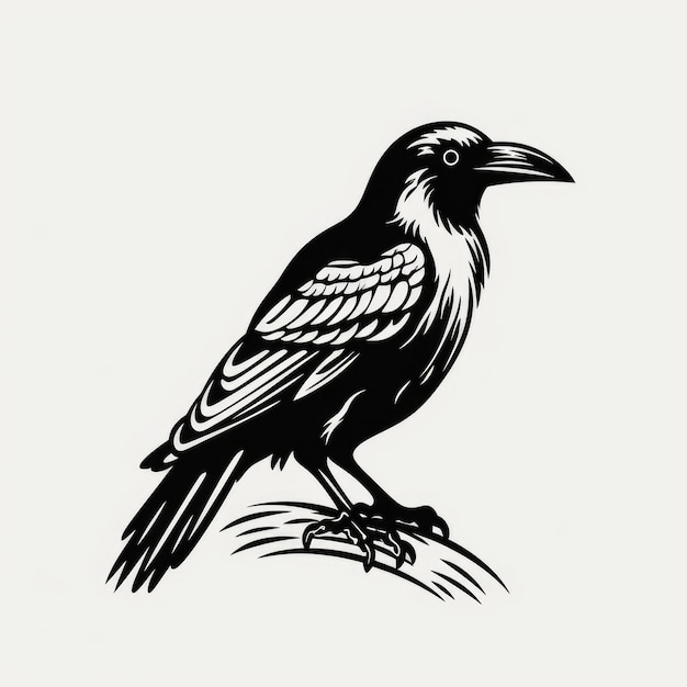 Foto logo crow in bianco e nero generato da ai immagine