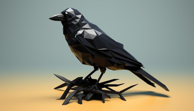 Photo crow low poly