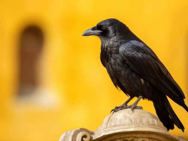 Crow perched on the sculpture