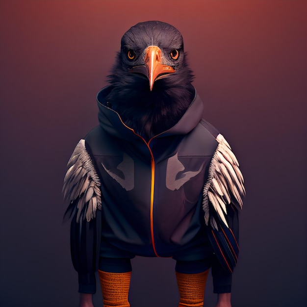 Photo crow in sporty sport outfit