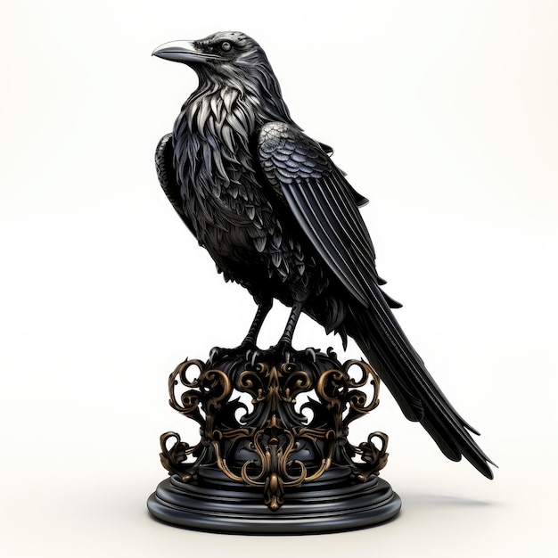 Photo crow statue sculpture detailed render