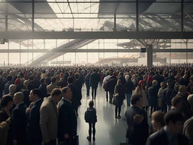 Crowd on airport background