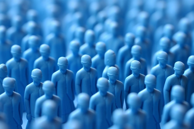 A crowd of blue people business team community and networking