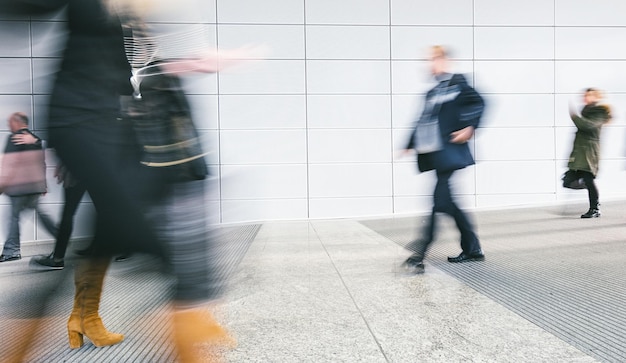 crowd of business people walking in a floor. ideal for websites and magazines layouts