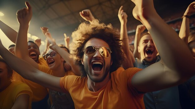 Foto la folla celebra la vittoria dopo la partita generata da ai