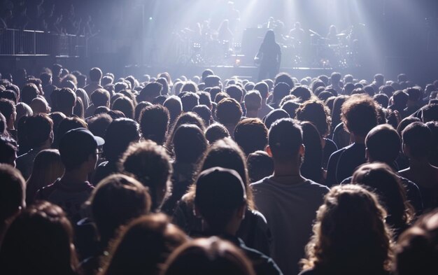 Folla al concerto folla che applaude davanti alle luci colorate del palco