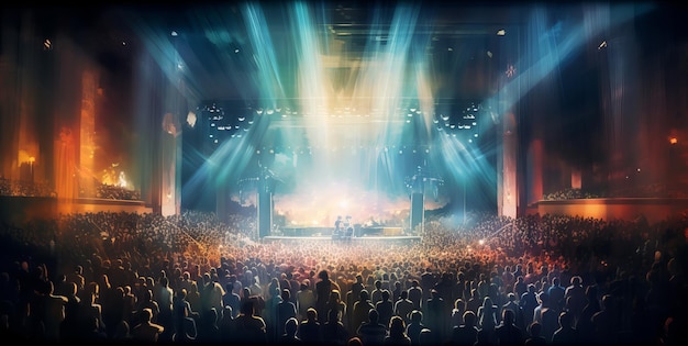 Толпа на концерте с ярким светом