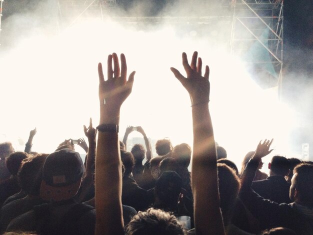 Photo crowd during music concert at night