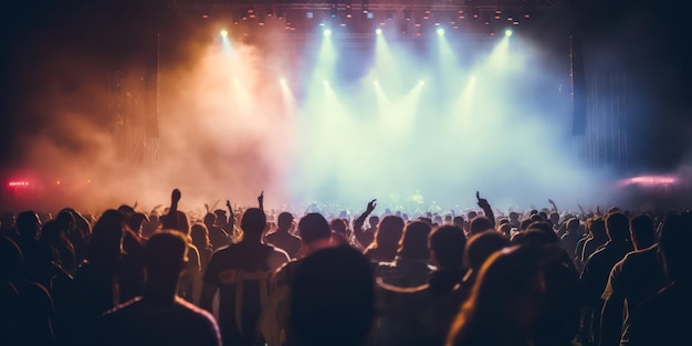 Crowd of Excited Fans at a Music Concert Background