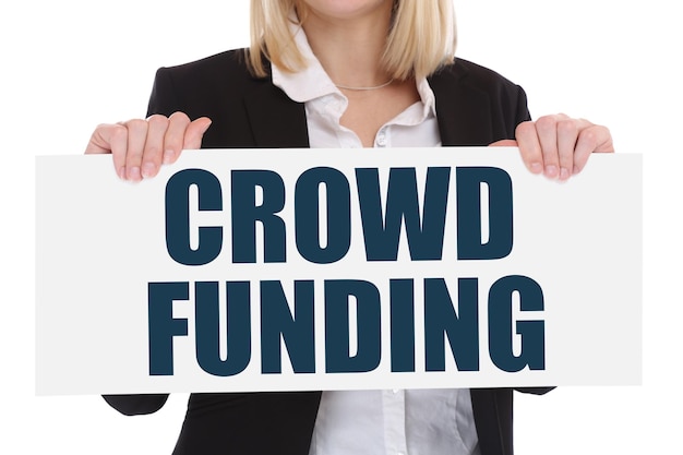 Crowd funding crowdfunding collecting money online investment internet business concept