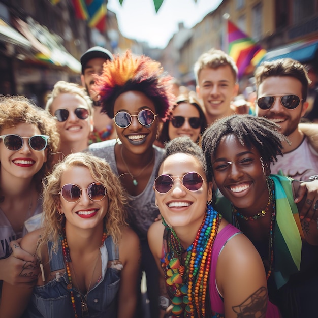 Foto folla di persone multiculturali di diverse età che si divertono insieme ai generativa