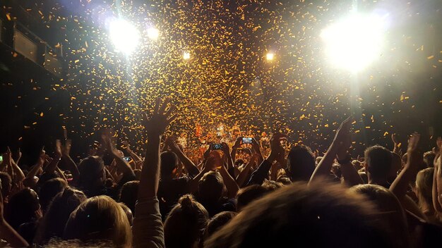 Foto folla a un concerto musicale di notte