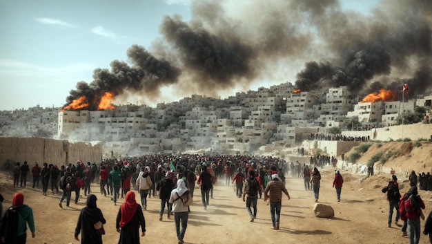 写真 パレスチナ人の群衆