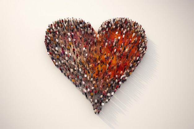 Фото Толпа людей в форме сердца абстрактная образность миниатюры день любви место для текста