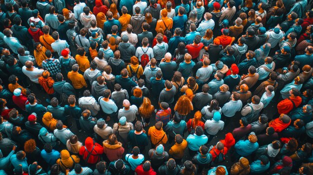 写真 人の群衆 トップビュー