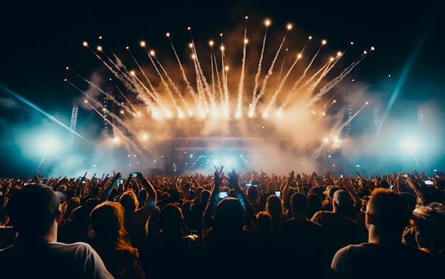 Фото Толпа вечеринки сцены огни концерт живой летней музыки
